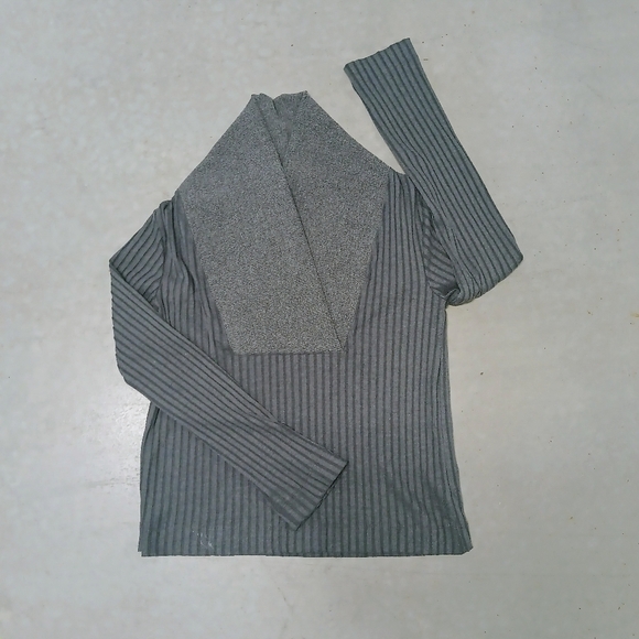 Nike Yoga Luxe Ribbed Cover Up Collared Sweater Grey Top Women's Size M Like New - Picture 3 of 6